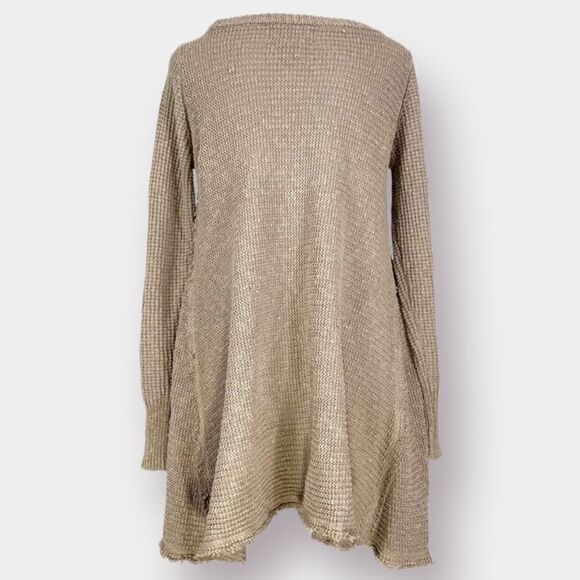 NEW Anthropologie Ruby Moon Tan Tunic Sweater Hi-Lo Waffle Size Small - Picture 4 of 5